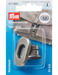 Ovaler Drehverschluss für Taschen - Antik Silber