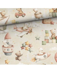 Premium-Baumwollstoff - Fliegender Teddybär
