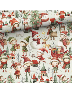 Premium-Baumwollstoff - Weihnachts-Elfen