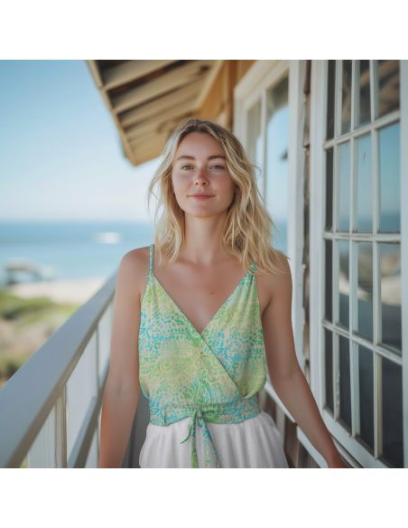 Batik-Viskosestoff Kaona - Grün und Blau