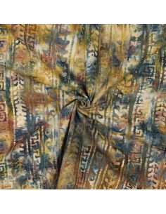 Batik-Baumwollstoff Aora - Blau und Grün