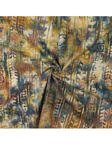 Batik-Baumwollstoff Aora - Blau und Grün