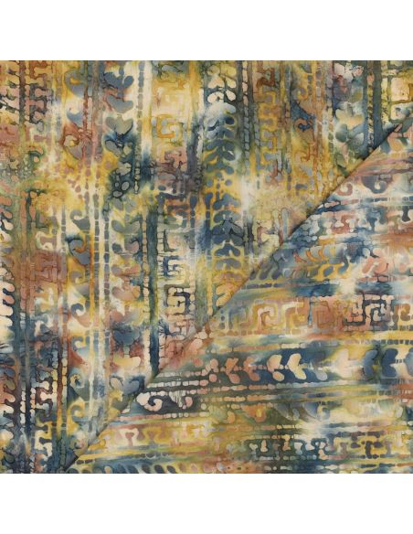 Batik-Baumwollstoff Aora - Blau und Grün