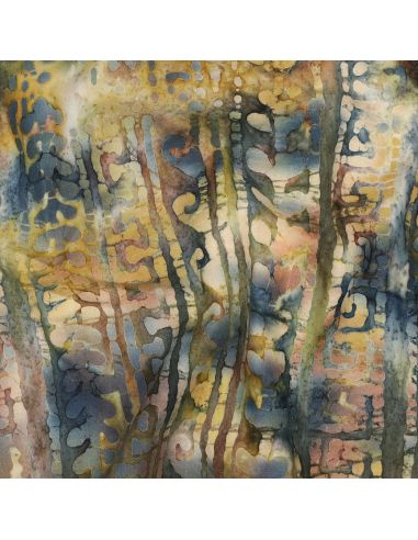 Batik-Baumwollstoff Aora - Blau und Grün