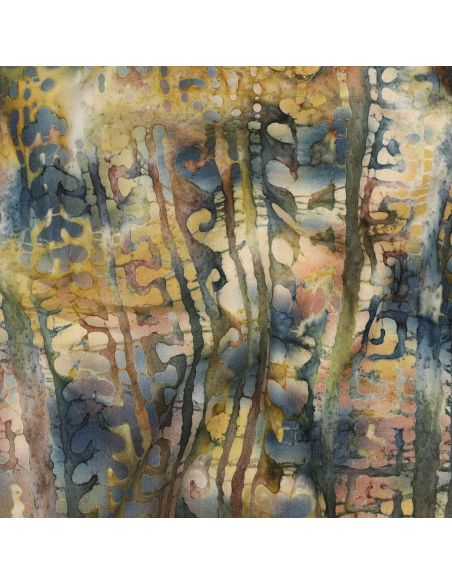 Batik-Baumwollstoff Aora - Blau und Grün