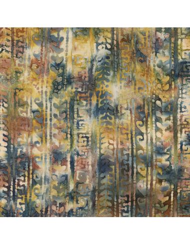 Batik-Baumwollstoff Aora - Blau und Grün