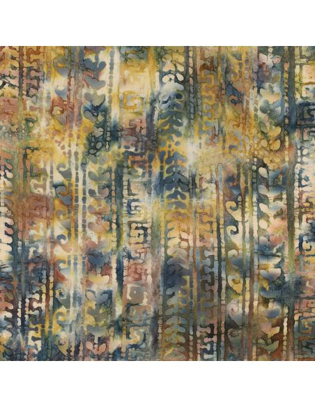 Batik-Baumwollstoff Aora - Blau und Grün