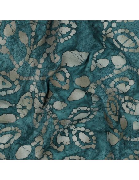 Batik-Baumwollstoff Méline - Petrolblau