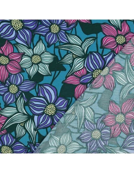 Florane Viskose-Twill-Stoff - Petrolblau