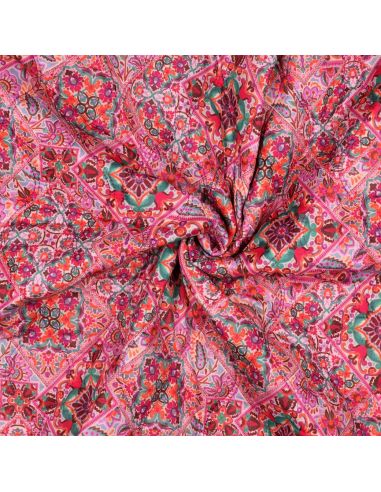 Gesteppter Baumwollvoile mit Patchwork - Rosa