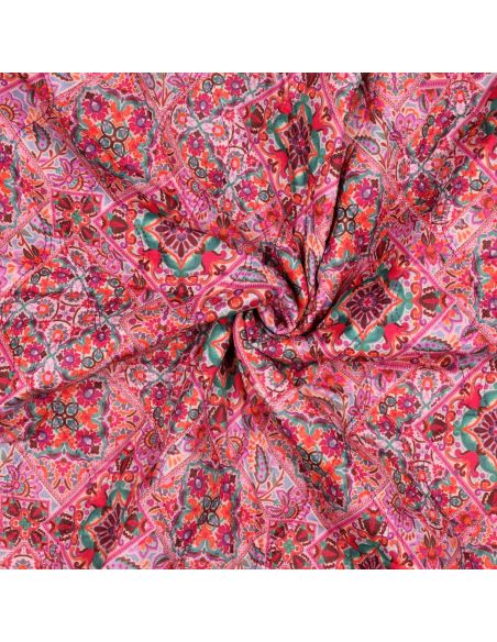 Gesteppter Baumwollvoile mit Patchwork - Rosa