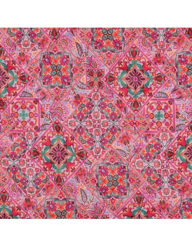 Gesteppter Baumwollvoile mit Patchwork - Rosa