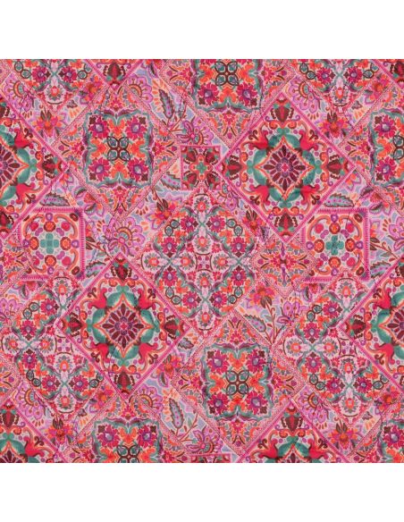 Gesteppter Baumwollvoile mit Patchwork - Rosa
