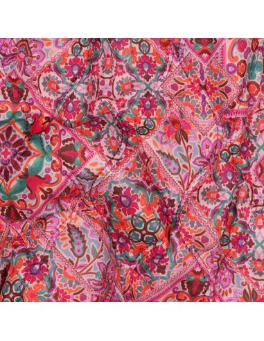 Gesteppter Baumwollvoile mit Patchwork - Rosa