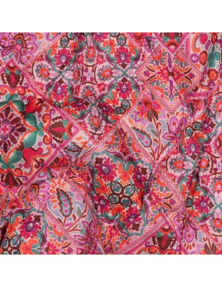 Gesteppter Baumwollvoile mit Patchwork - Rosa