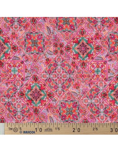 Gesteppter Baumwollvoile mit Patchwork - Rosa