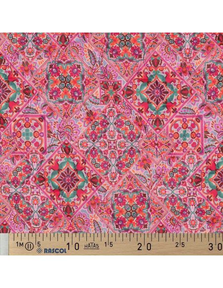 Gesteppter Baumwollvoile mit Patchwork - Rosa