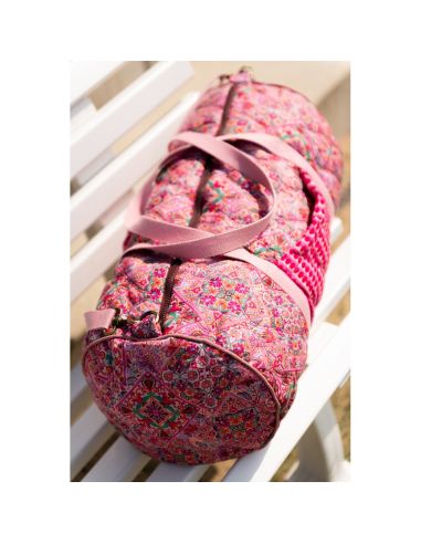 Gesteppter Baumwollvoile mit Patchwork - Rosa