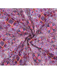 Gesteppter Baumwoll-Voile-Stoff mit Patchwork - Blau