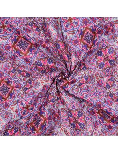 Gesteppter Baumwoll-Voile-Stoff mit Patchwork - Blau