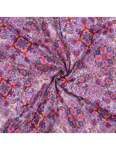 Gesteppter Baumwoll-Voile-Stoff mit Patchwork - Blau