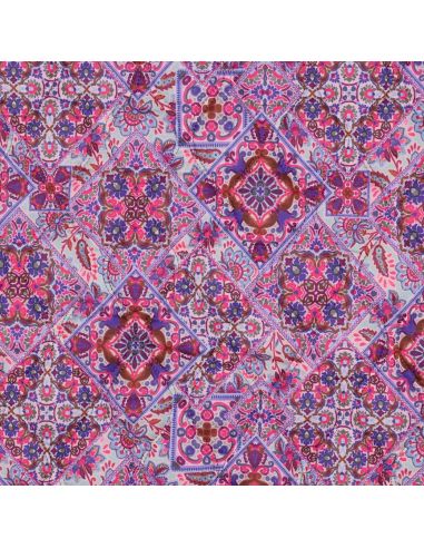 Gesteppter Baumwoll-Voile-Stoff mit Patchwork - Blau