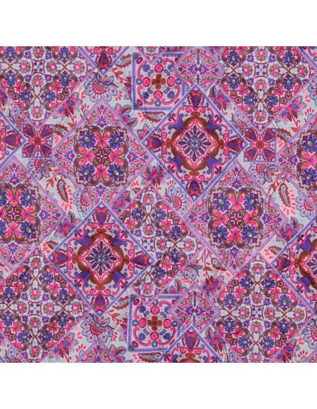 Gesteppter Baumwoll-Voile-Stoff mit Patchwork - Blau