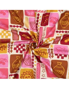Sommer-Patchwork-Baumwollpopeline-Stoff - Ecru