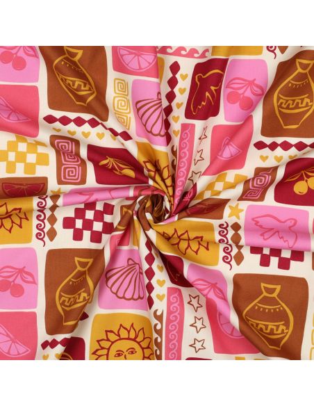 Sommer-Patchwork-Baumwollpopeline-Stoff - Ecru