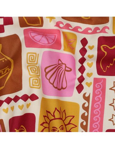Sommer-Patchwork-Baumwollpopeline-Stoff - Ecru