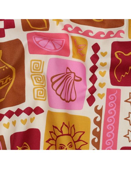 Sommer-Patchwork-Baumwollpopeline-Stoff - Ecru