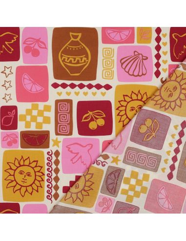 Sommer-Patchwork-Baumwollpopeline-Stoff - Ecru