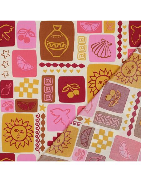 Sommer-Patchwork-Baumwollpopeline-Stoff - Ecru