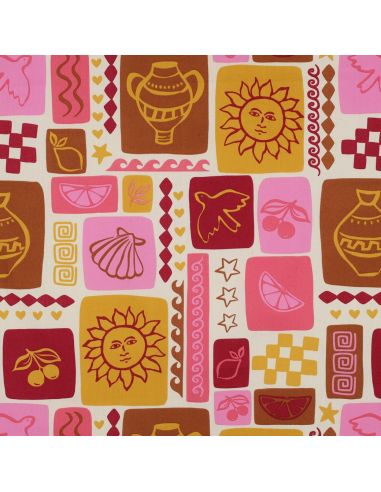 Sommer-Patchwork-Baumwollpopeline-Stoff - Ecru