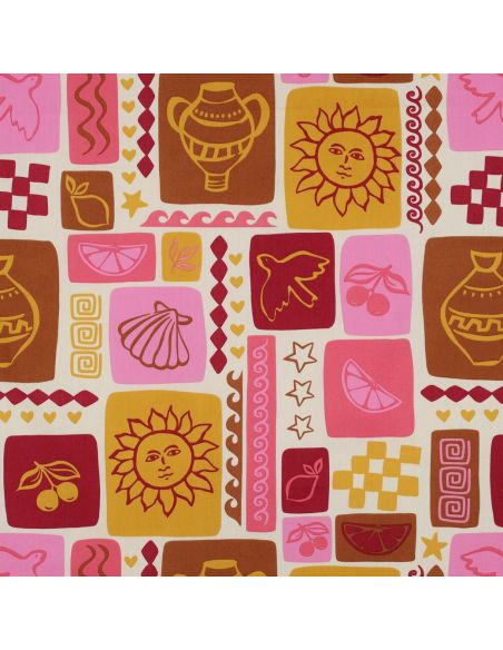 Sommer-Patchwork-Baumwollpopeline-Stoff - Ecru