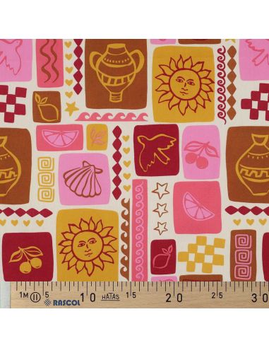 Sommer-Patchwork-Baumwollpopeline-Stoff - Ecru