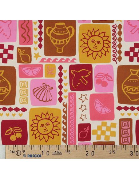 Sommer-Patchwork-Baumwollpopeline-Stoff - Ecru