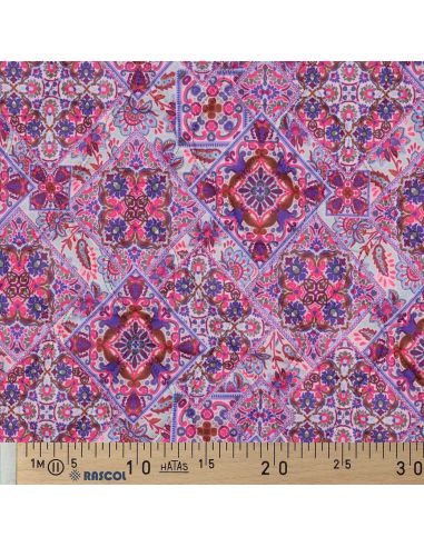 Gesteppter Baumwoll-Voile-Stoff mit Patchwork - Blau