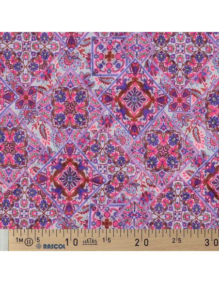 Gesteppter Baumwoll-Voile-Stoff mit Patchwork - Blau