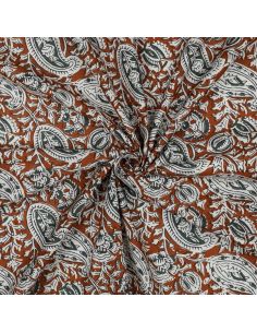 Indischer Baumwollstoff Blockdruck Nalini - Cognac