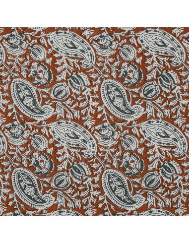 Indischer Baumwollstoff Blockdruck Nalini - Cognac