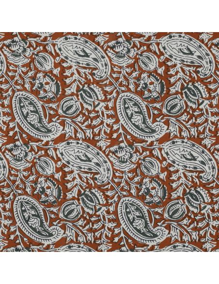 Indischer Baumwollstoff Blockdruck Nalini - Cognac