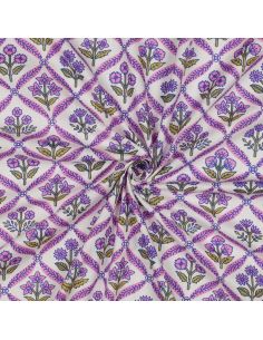 Indischer Baumwollstoff Blockdruck Solenne - Rosa
