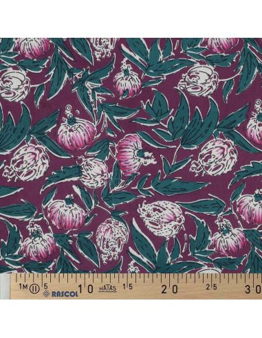 Indischer Baumwollstoff Blockdruck Serina - Aubergine