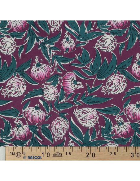 Indischer Baumwollstoff Blockdruck Serina - Aubergine