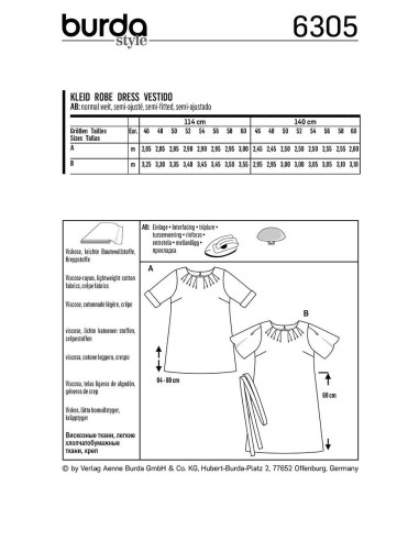 Kleid Schnittmuster - Burda 6305