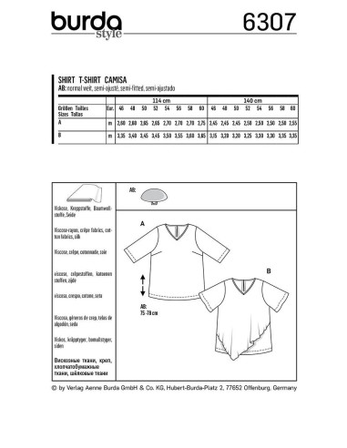 T-Shirt-Schnittmuster - Burda 6307