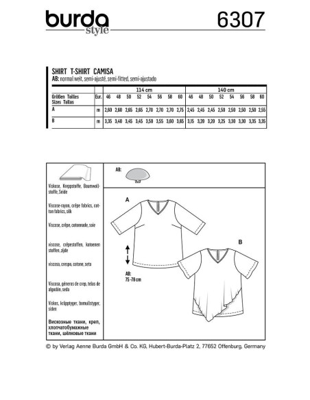 T-Shirt-Schnittmuster - Burda 6307