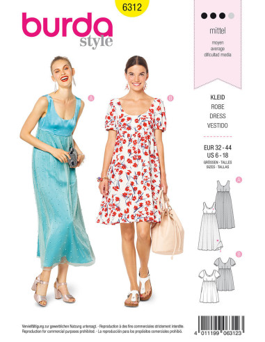 Kleid Schnittmuster - Burda 6312
