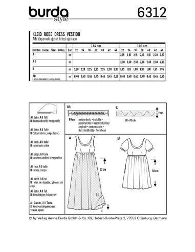 Kleid Schnittmuster - Burda 6312